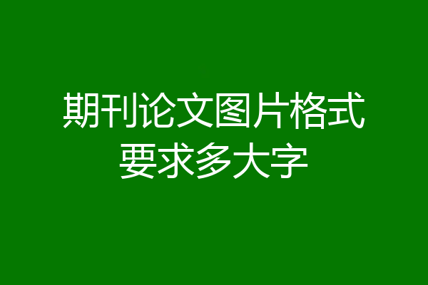 期刊论文图片格式要求多大字