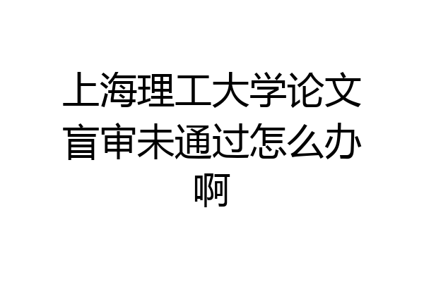 上海理工大学论文盲审未通过怎么办啊