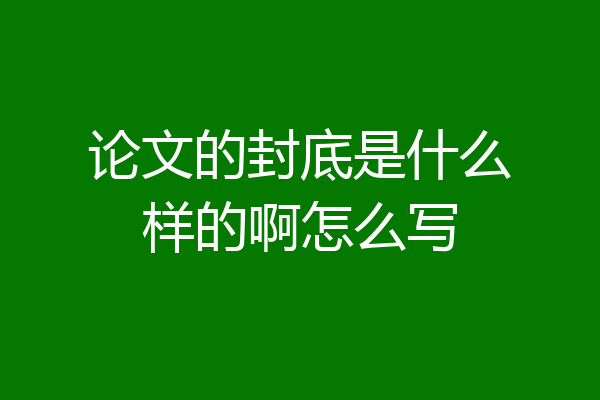 论文的封底是什么样的啊怎么写