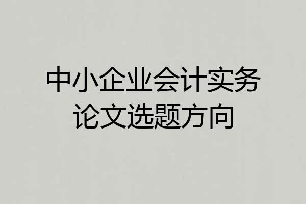 中小企业会计实务论文选题方向