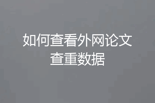 如何查看外网论文查重数据