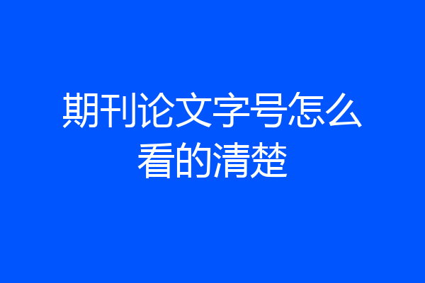 期刊论文字号怎么看的清楚