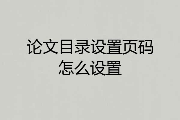 论文目录设置页码怎么设置