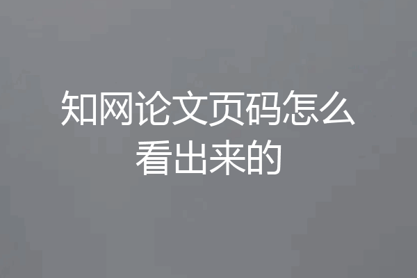知网论文页码怎么看出来的