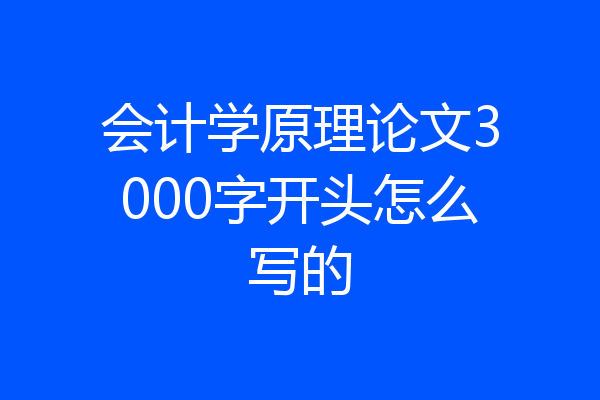 会计学原理论文3000字开头怎么写的