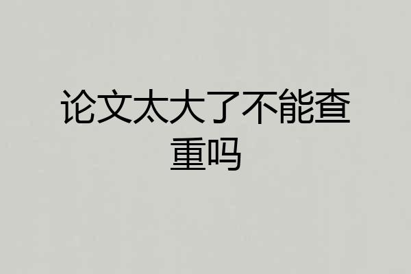 论文太大了不能查重吗