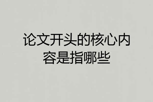 论文开头的核心内容是指哪些