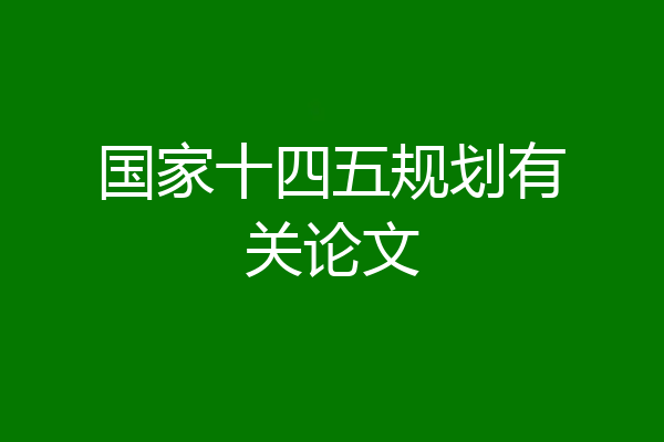 国家十四五规划有关论文