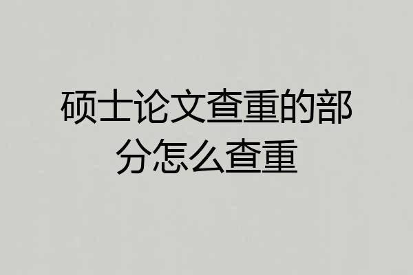 硕士论文查重的部分怎么查重