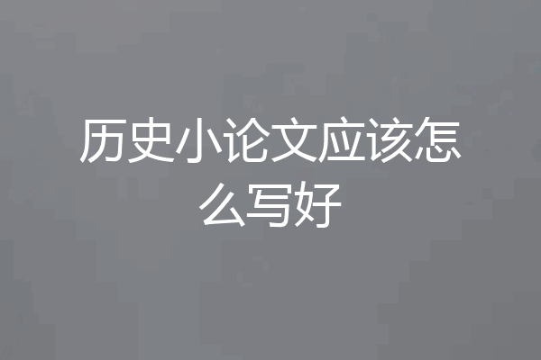 历史小论文应该怎么写好