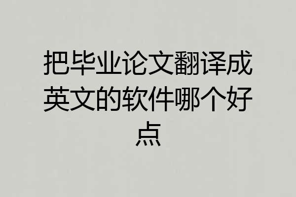 把毕业论文翻译成英文的软件哪个好点