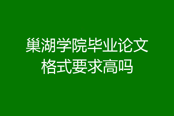 巢湖学院毕业论文格式要求高吗