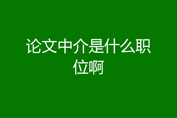 论文中介是什么职位啊
