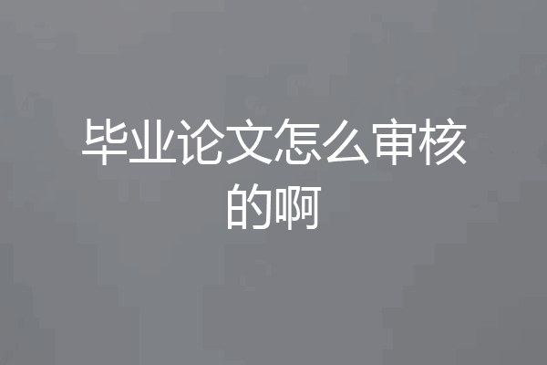 毕业论文怎么审核的啊