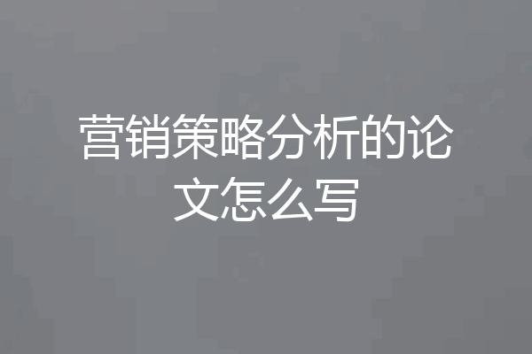 营销策略分析的论文怎么写