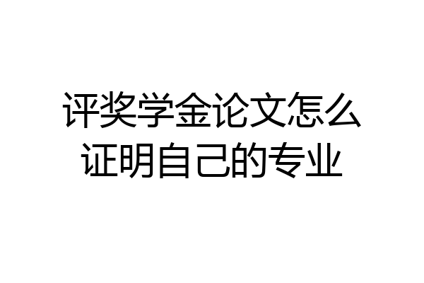 评奖学金论文怎么证明自己的专业