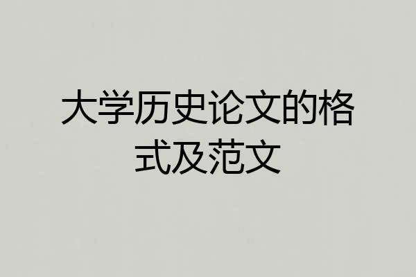 大学历史论文的格式及范文