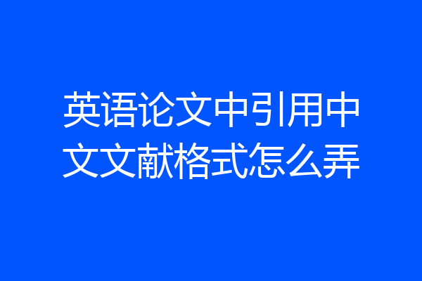 英语论文中引用中文文献格式怎么弄