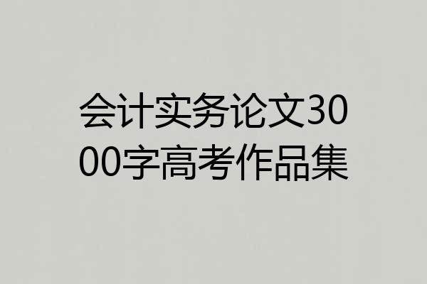 会计实务论文3000字高考作品集