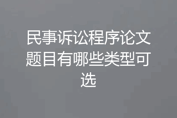 民事诉讼程序论文题目有哪些类型可选