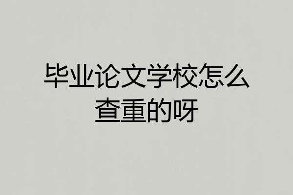 毕业论文学校怎么查重的呀