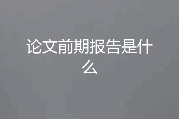 论文前期报告是什么