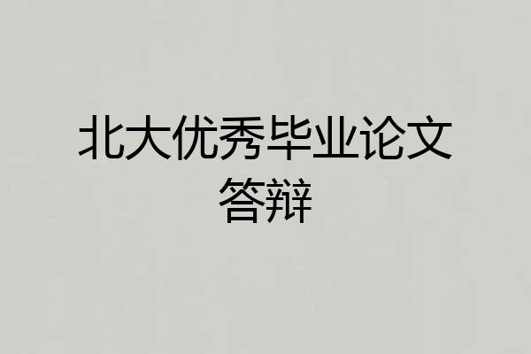 北大优秀毕业论文答辩