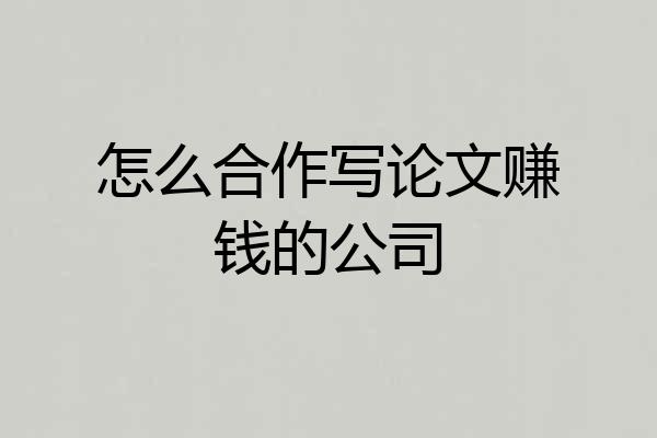 怎么合作写论文赚钱的公司