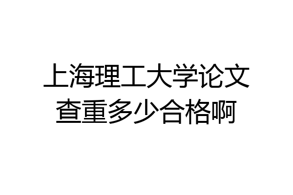 上海理工大学论文查重多少合格啊