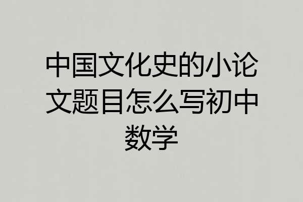 中国文化史的小论文题目怎么写初中数学