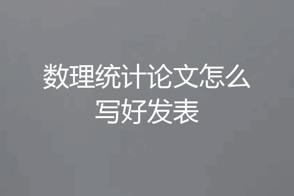 数理统计论文怎么写好发表