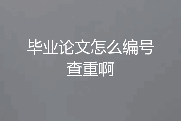 毕业论文怎么编号查重啊