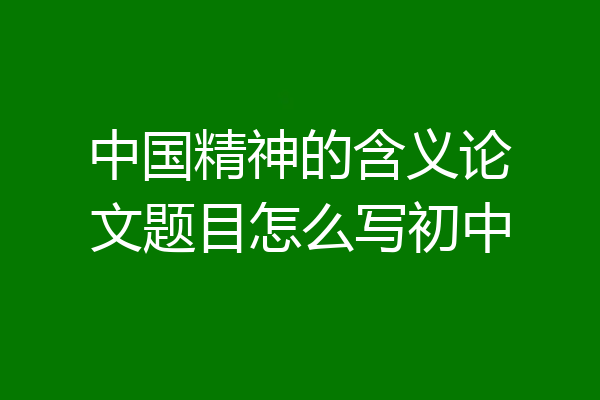 中国精神的含义论文题目怎么写初中
