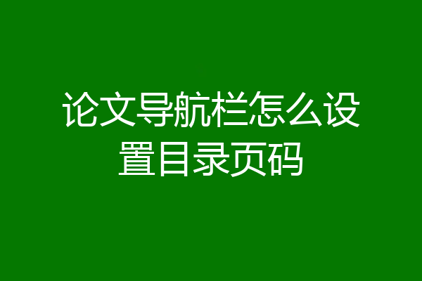 论文导航栏怎么设置目录页码