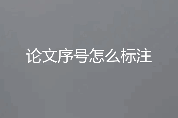 论文序号怎么标注
