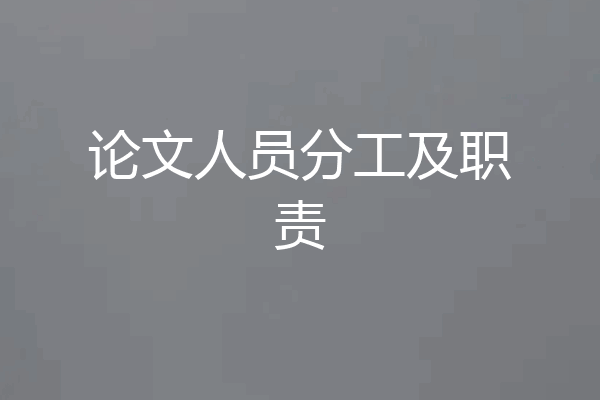 论文人员分工及职责