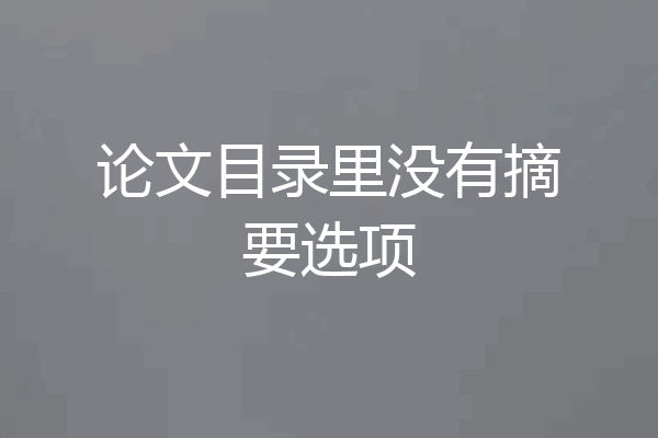 论文目录里没有摘要选项