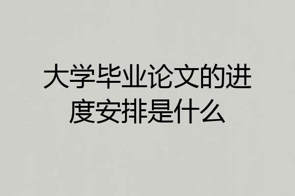 大学毕业论文的进度安排是什么