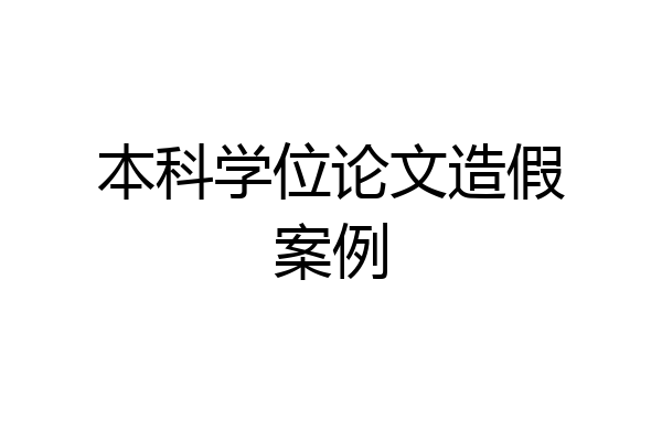 本科学位论文造假案例