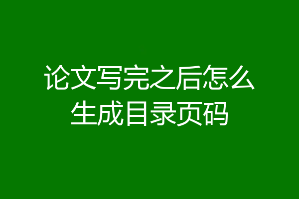 论文写完之后怎么生成目录页码