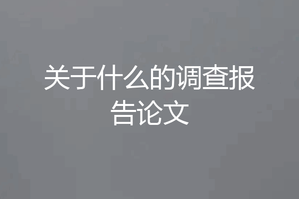 关于什么的调查报告论文