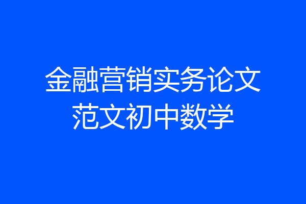 金融营销实务论文范文初中数学