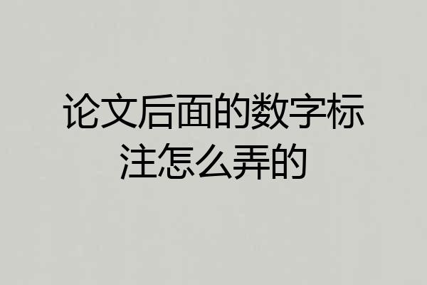 论文后面的数字标注怎么弄的