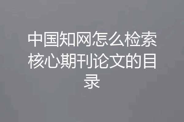 中国知网怎么检索核心期刊论文的目录