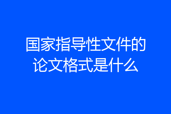 国家指导性文件的论文格式是什么