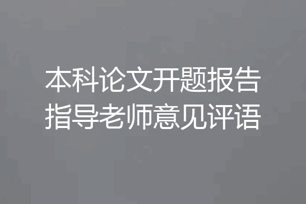本科论文开题报告指导老师意见评语