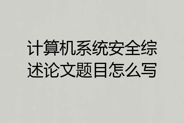 计算机系统安全综述论文题目怎么写