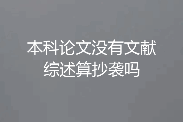 本科论文没有文献综述算抄袭吗