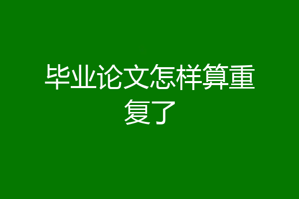毕业论文怎样算重复了