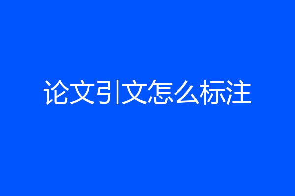 论文引文怎么标注